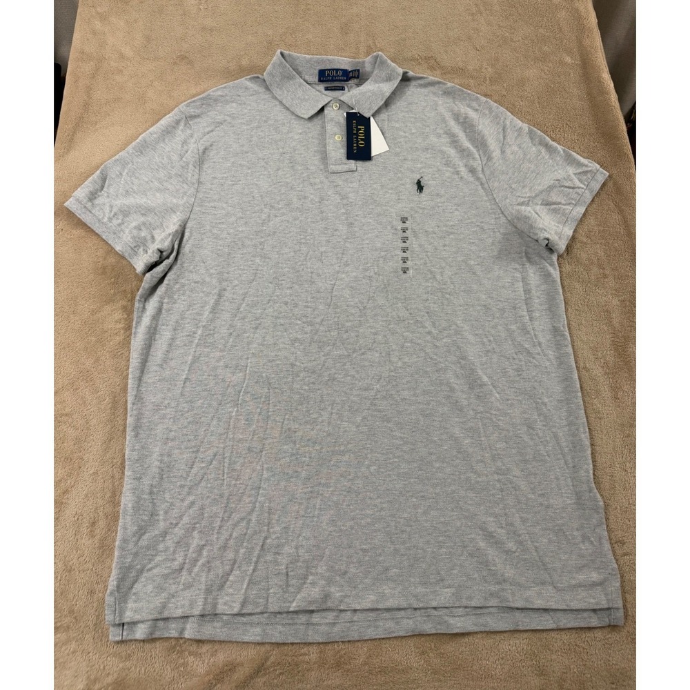 Polo Ralph Lauren Polo shirt Men's 2XL grey Custom Slim Fit S/S NEW MSRP $69